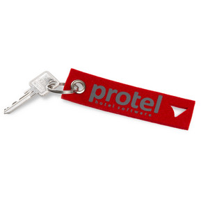 Hochwertiger Filz-Schlüsselanhänger mit Stanzung für die protel hotelsoftware GmbH