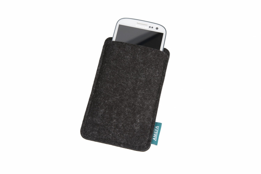 Smartphone Etui XL aus Naturfilz mit Logo-Label für Amefa